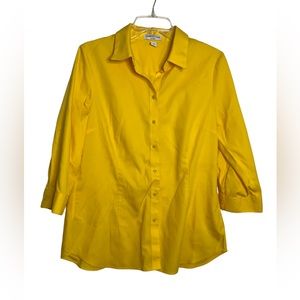 Coldwater Creek Button Shirt Yellow No Iron Size Medium